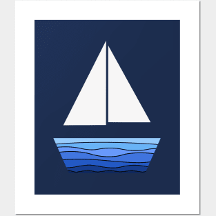 Glass boat design with various shades of blue Posters and Art
